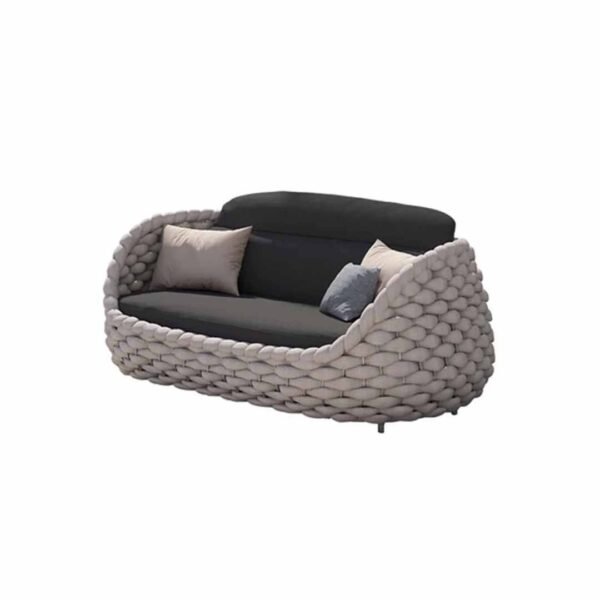 Marbella Grey Rope Woven Outdoor Sofa Set - Image 6