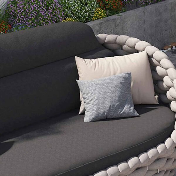 Marbella Grey Rope Woven Outdoor Sofa Set - Image 4
