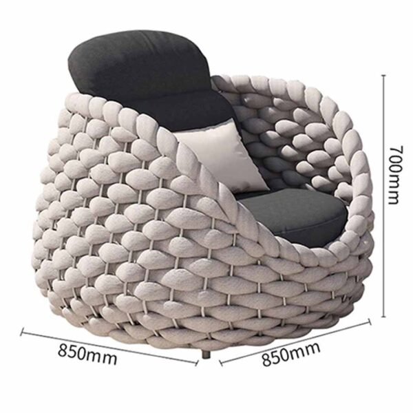Marbella Grey Rope Woven Outdoor Sofa Set - Image 9