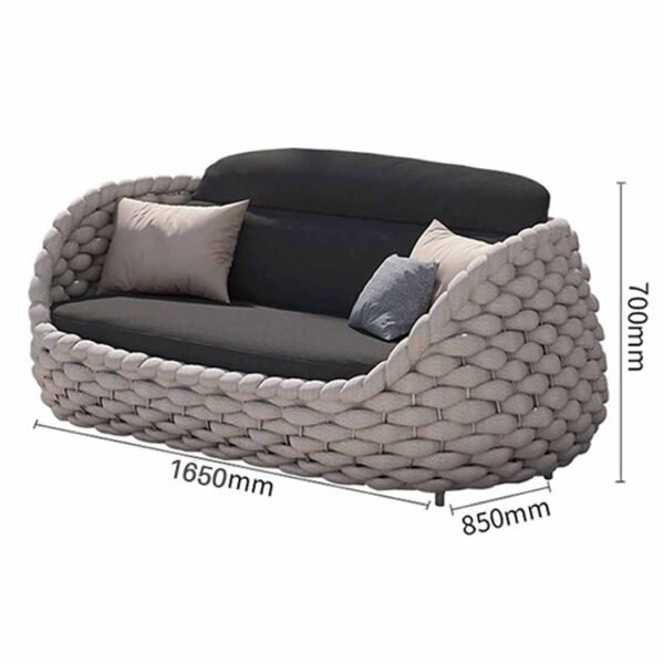 Marbella Grey Rope Woven Outdoor Sofa Set - Image 8